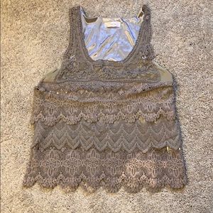 Freeway Crochet Lace & Ruffle blouse